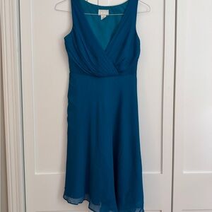 J. Crew Silk Peacock Blue Sleeveless V-Neck Dress Dress